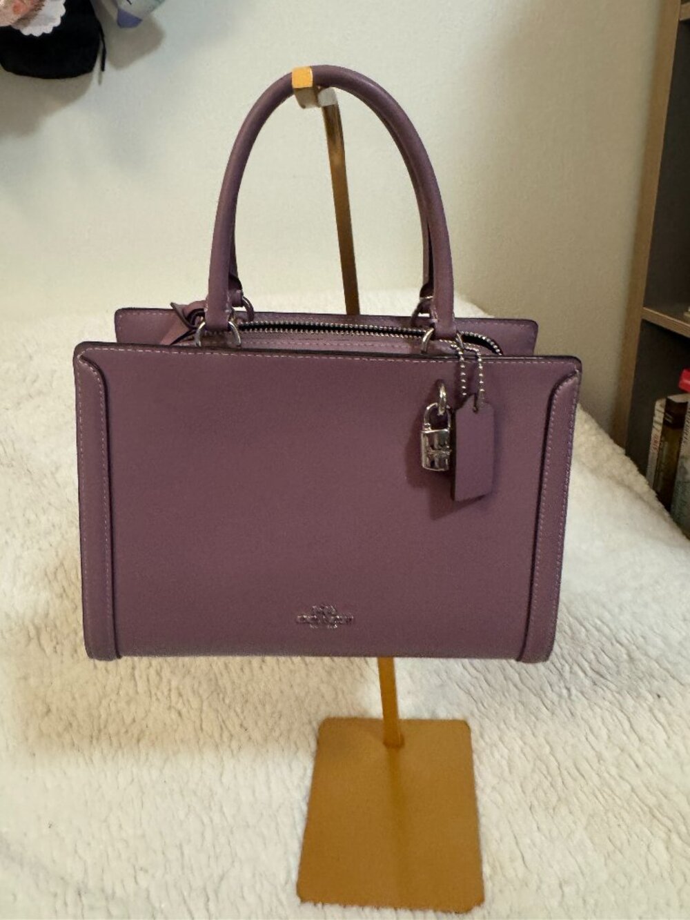 Coach Purple Small Zoe Carryall Leather Crossbody Satchel Bag F72667